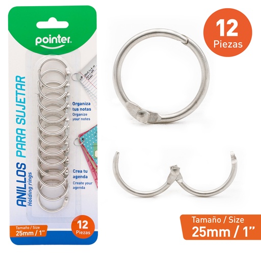 [BPC-2411] ANILLOS PARA CARPETAS 25mm x 12 PZAS