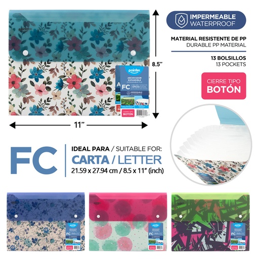 [FL1-47] ARCHIVADOR 13 BOLSILLOS CARTA 21x29,7CM