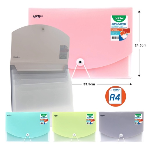 [FL1-04] ARCHIVADOR PLASTICO EXPANDIBLE PORTADOCUMENTOS A4