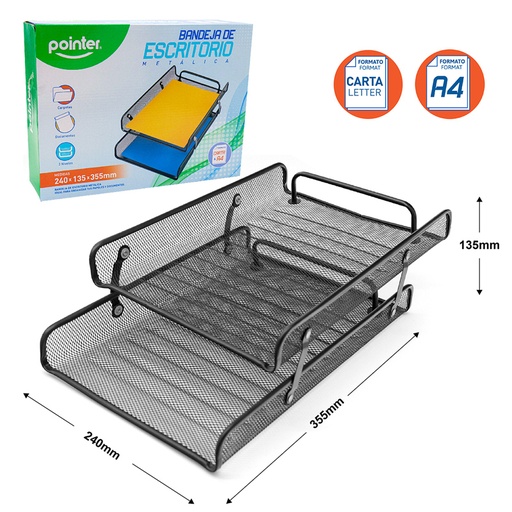 [HY-6303-BK] BANDEJA PLASTICA DE ESCRITORIO - 2 NIVELES
