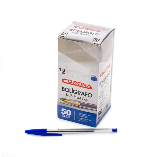 [BP-936-BU] BOLIGRAFO CORONA TINTA AZUL 1.0MM X50 PZAS