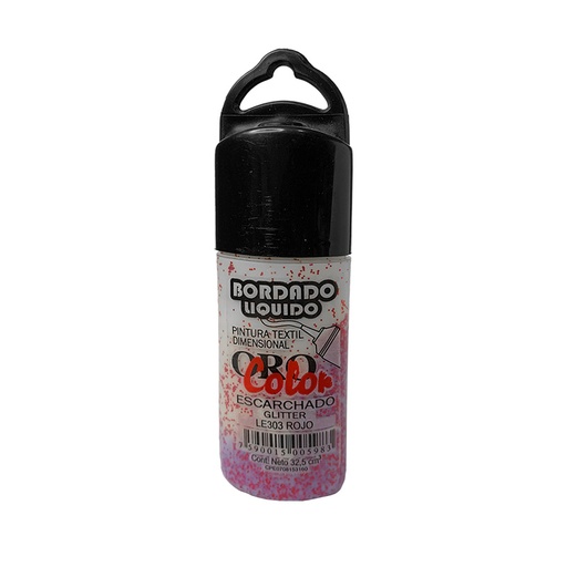 [LE-303] BORDADO LIQUIDO ESCARCHADO ROJO 32,5CM