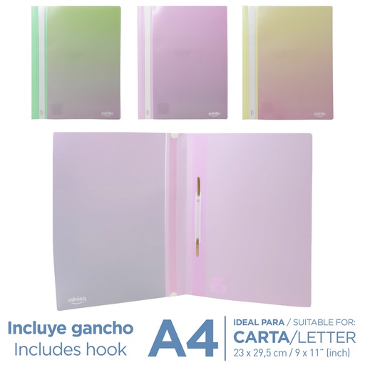 [FL2-23178] CARPETA PLASTICA CON GANCHO x3PZS - CARTA 23x29,5Cm
