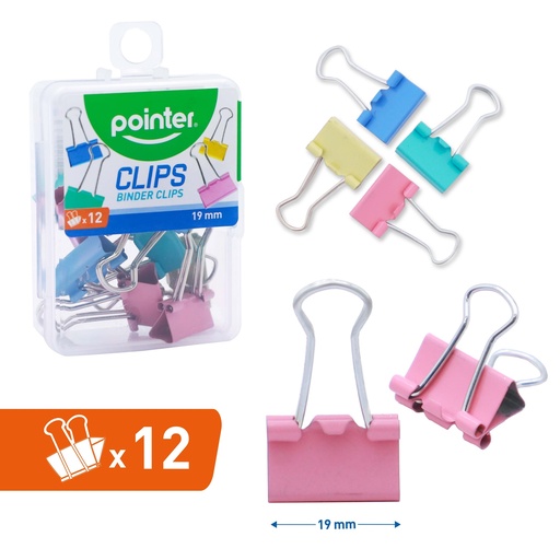 [BXDC-19MM-C] CLIPS DE COLORES 19MM x12PZAS