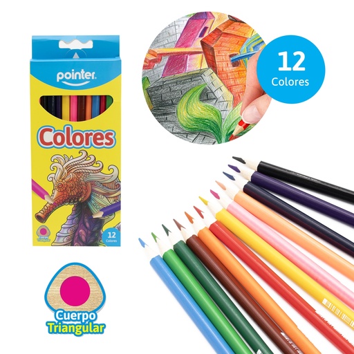 [TCP-12] COLORES POINTER X12 (TRIANGULAR)