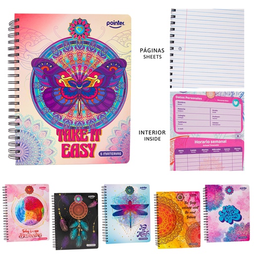 [ESP-03-5M] LIBRETA ESPIRAL 5 MATERIAS x165 HOJAS