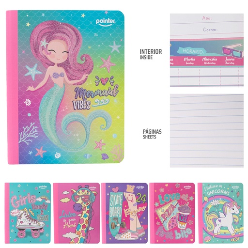 [COS-10G] CUADERNO COSIDO A4 RAYA ANCHA x100 HOJAS (GLITTER)