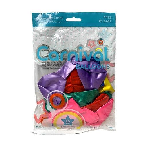 [CA-G15-SURPER] GLOBOS DE 15 SURTIDO PERLADO 
