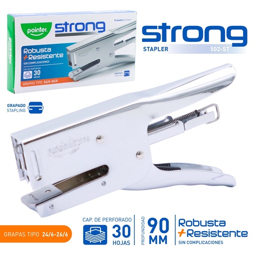 [502-ST] GRAPADORA DE PINZA METALICA - 30 HOJAS