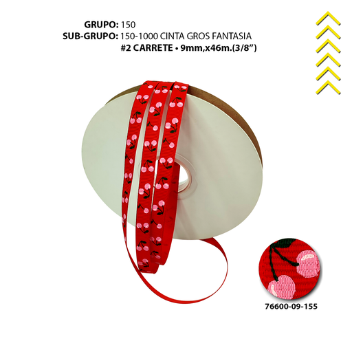 [76600-16-155] GROSS #2 FANTASIA - CEREZAS ROSA/ROJO+VERDE 