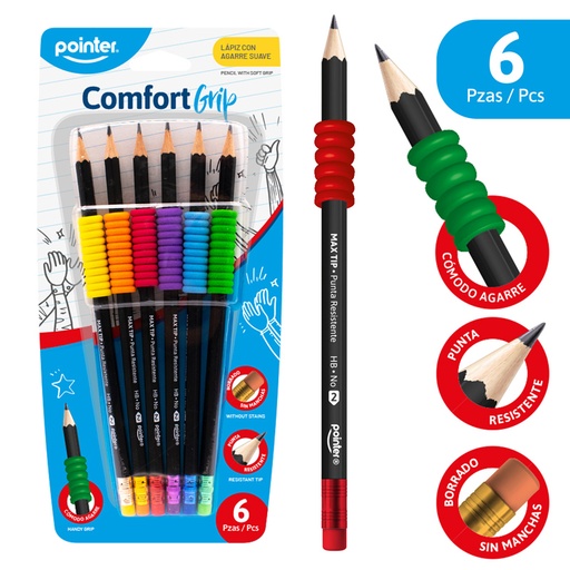 [HB-4437B] SET DE LAPICES 2HB COMFORT GRIP x6PZS