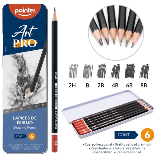 [DP-6ST] SET DE LAPICES DE DIBUJO ART PRO x6PZAS