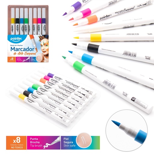 [FP-211] MARCADOR DE ARTE CORPORAL x8 COLORES