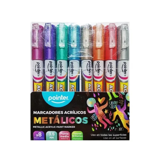 [AMK-2108-MT] MARCADORES ACRILICOS METALICOS 3,5mm x8PZS.