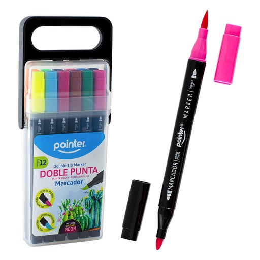 [WC-1919-12] MARCADORES DE COLORES DOBLE PUNTA (SET X12 COLORES)