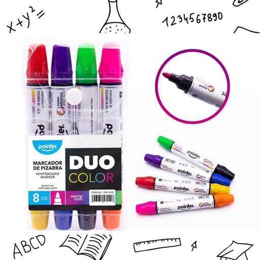 [WB-1918] MARCADORES PARA TABLERO DOBLE PUNTA X8 COLORES