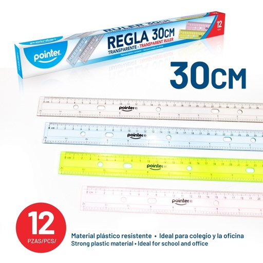 [RU-071C] REGLA TRANSPARENTE 30CM
