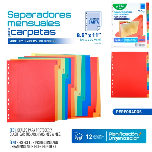 [FL-1711-12] SEPARADORES PLASTICOS 12 DIVISIONES 8.5"x11"