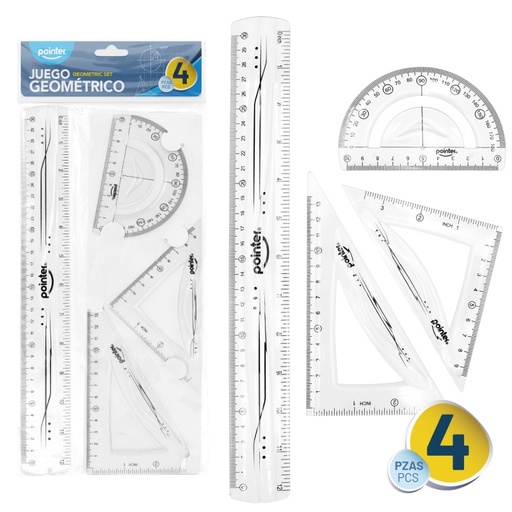 [RU-2218] SET DE REGLAS GEOMETRICAS x 4 PZAS.