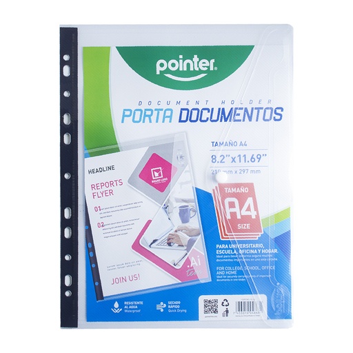 [FL-11] SOBRE PLASTICO TRANSPARENTE CON PERFORACIONES - CARTA/A4 21x29,7Cm 