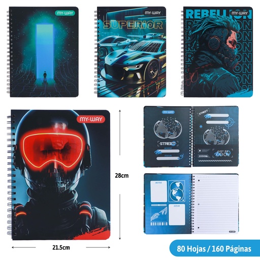 [MW-ESP-02] LIBRETA ESPIRAL 80 HOJAS (MASCULINO)