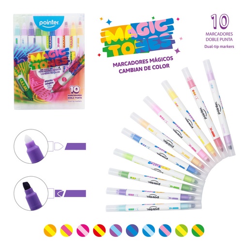 [HLM-2453] RESALTADOR MÁGICO DOBLE PUNTA x10PZS