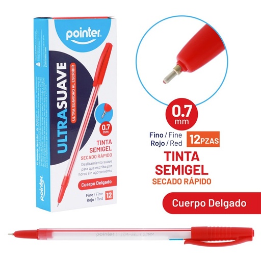 [BP-5007-R] BOLIGRAFO SEMIGEL ROJO ULTRA SUAVE 0.7MM