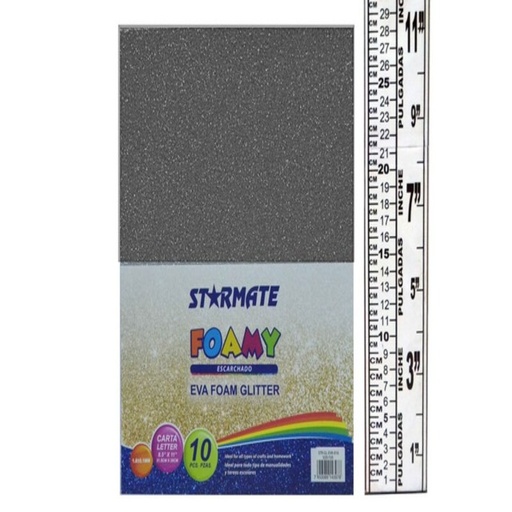 [STR-GL-EVA-021] FOAMI CON ESCARCHA 21.5X 28CM GRIS