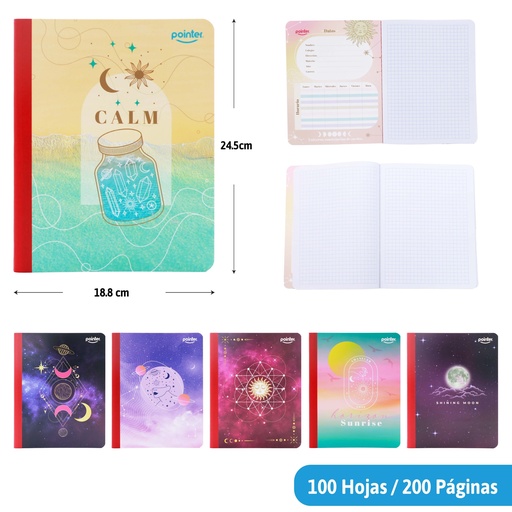 [COS-28-SQ] CUADERNO COSIDO A4 CUADRICULADO x100 HOJAS (ASTRONOMIA)