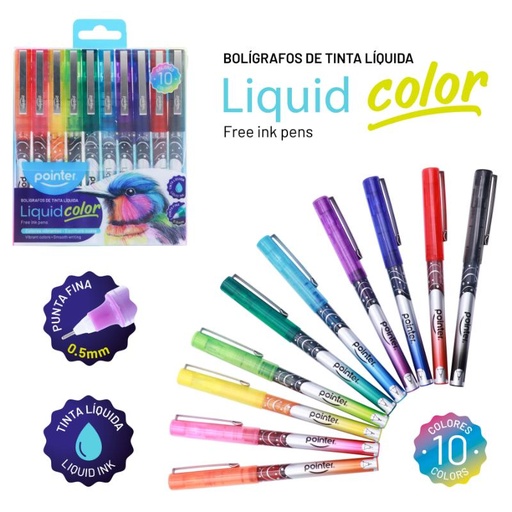 [RP-2493] BOLIGRAFO TINTA LIQUIDA x10PZAS