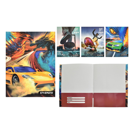 [STR-7040] CARPETA- 22.86X30.48"- DISEÑO CARRO- SKATER