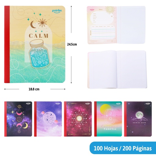 [COS-28] CUADERNO COSIDO RAYA ANCHA 200 PAGINAS (ASTRONOMIA)