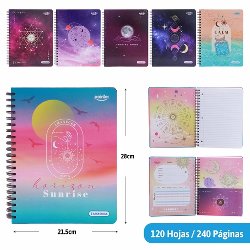 [ESP-15-3M] CUADERNO ESPIRAL 3 MATERIAS (ASTRONOMIA)