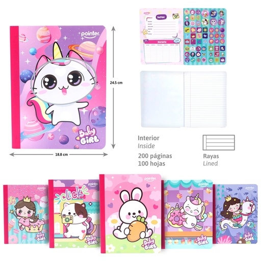 [COS-03S] CUADERNO COSIDO RAYA ANCHA (STICKERS)