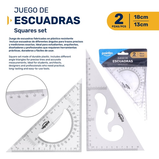 [RU-2591-8] JUEGO DE ESCUADRAS 13 Y 18CM