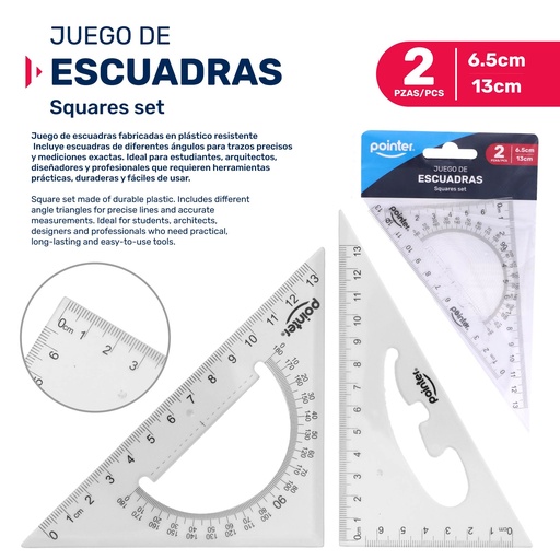 [RU-2591-6] JUEGO DE ESCUADRAS 8 Y 13CM