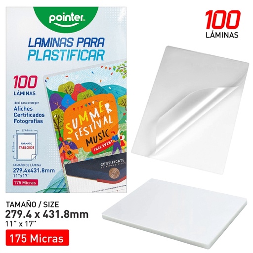 [YL-280432-3] LAMINAS PARA PLASTIFICAR TAMAÑO TABLOIDE