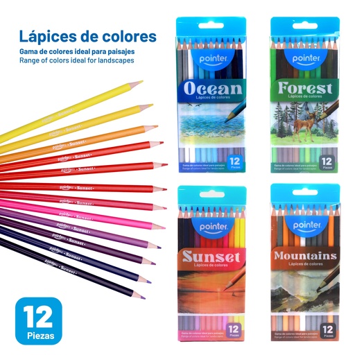 [BT-HCP-4S] LAPICES DE COLORES x12PZS - GAMA PARA PAISAJES