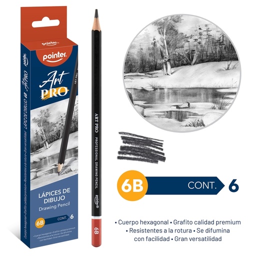 [DP-6B-6] LAPICES DE DIBUJO ART PRO 6B UNIDAD