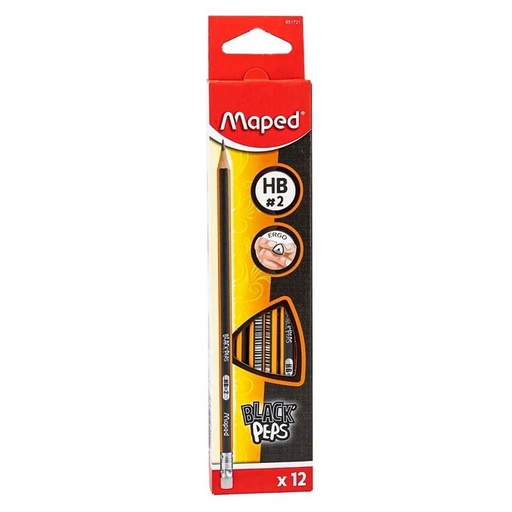 [851721] LAPIZ DE GRAFITO HB BLACK PEPS CLÁSICO x12PZS CAJA