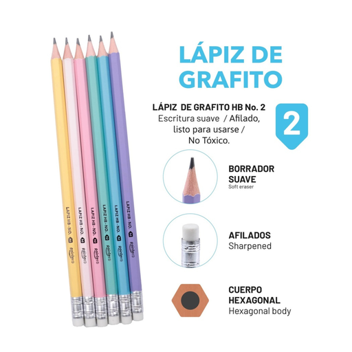 [SYP-12HP] LAPIZ DE GRAFITO HB No.2 PASTEL - CUERPO HEXAGONAL UNIDAD