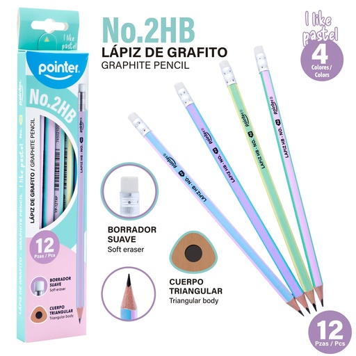 [YP-12TRP] LAPIZ HB TRIANGULAR 12 PIEZAS CAJA
