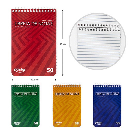 [NB-18-1510] LIBRETA DE NOTAS x50 HOJAS - 10.2 x 15.2CM