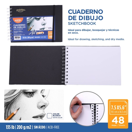 [DBSK-200-A5] LIBRETA ART PRO A5 x48 HOJAS - PARA LAPIZ DE DIBUJO, TIZA Y LAPIZ DE CARBON