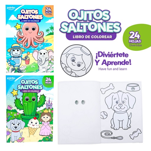 [DB-23231] LIBRO DE COLOREAR OJITOS SALTONES x24 HOJAS