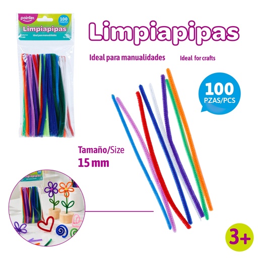[ANC-1743] LIMPIA PIPAS DE COLORES SURTIDOS - 15CM x100PZAS