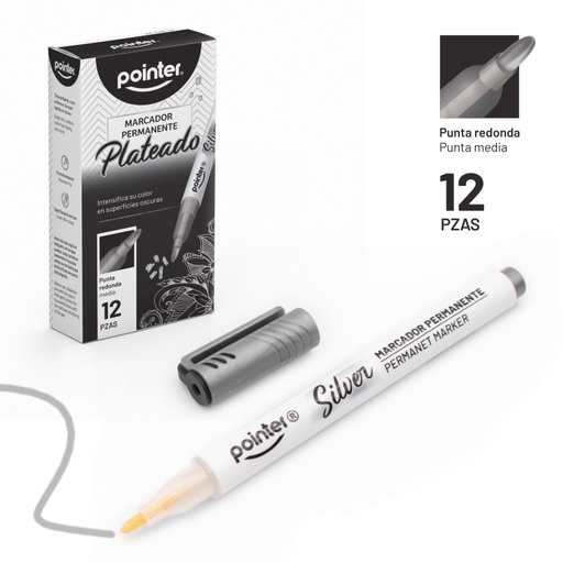 [MK-2290-SV] MARCADOR PERMANENTE PLATEADO x12pzs