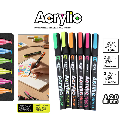 [AMK-2558] MARCADORES ACRILICOS NEON UNIDAD