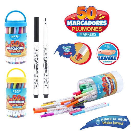 [WC-25171] MARCADORES A BASE DE AGUA x50 COLORES