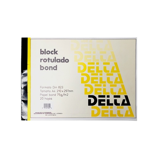 [12102] BLOCK ROTULADO BOND DELTA AMARILLO DIN/A4 - 20HJ 21x29,7CM